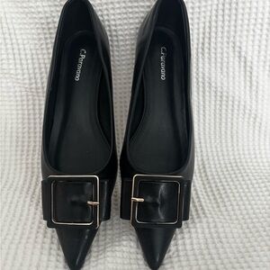 Elegant Black Short Heels with Buckle by C.Paravano